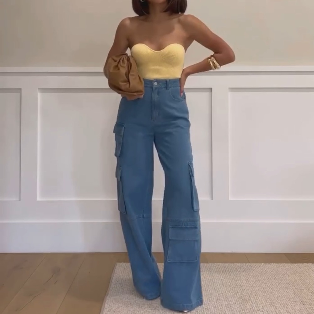 Vici Dolls Denim Cargo Wide Leg Jeans